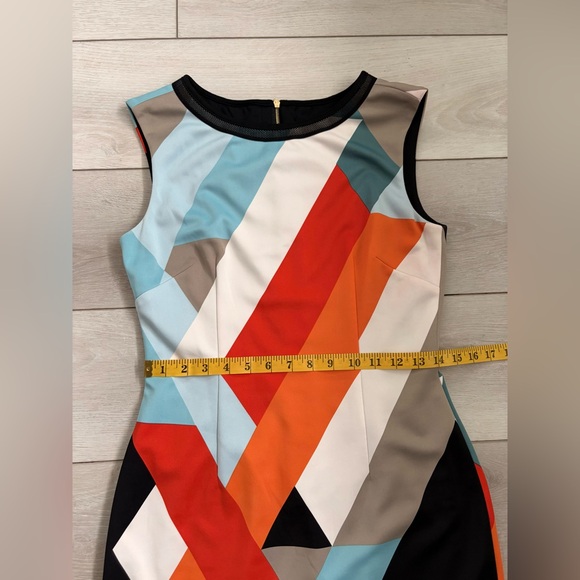 EUC Tahari ASL Geometric Mini Dress in Orange, Blue & Red Size 2 - Picture 11 of 12